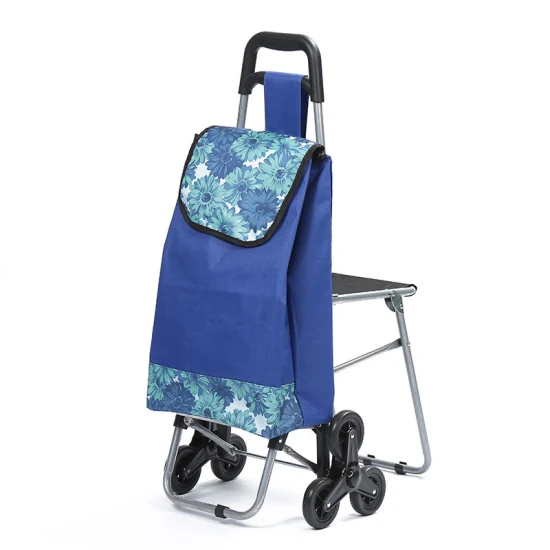 Logotipo personalizado reciclado llevar bolsas de compras con carrito con asiento